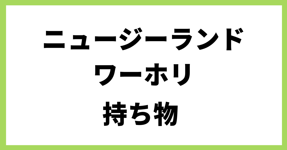 ニュージーランドワーホリ 持ち物