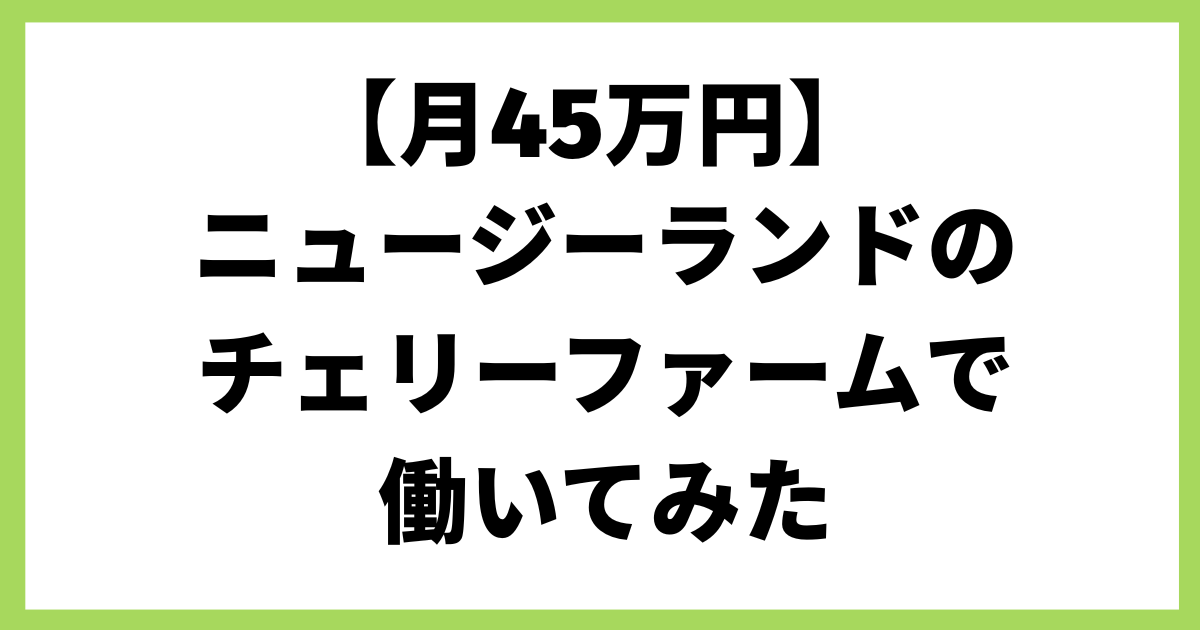 月45万円ニュージーランドのチェリーファームで働いてみた