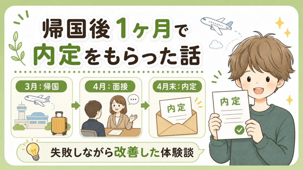【体験談】ぼくが帰国後1ヶ月で内定をもらった話