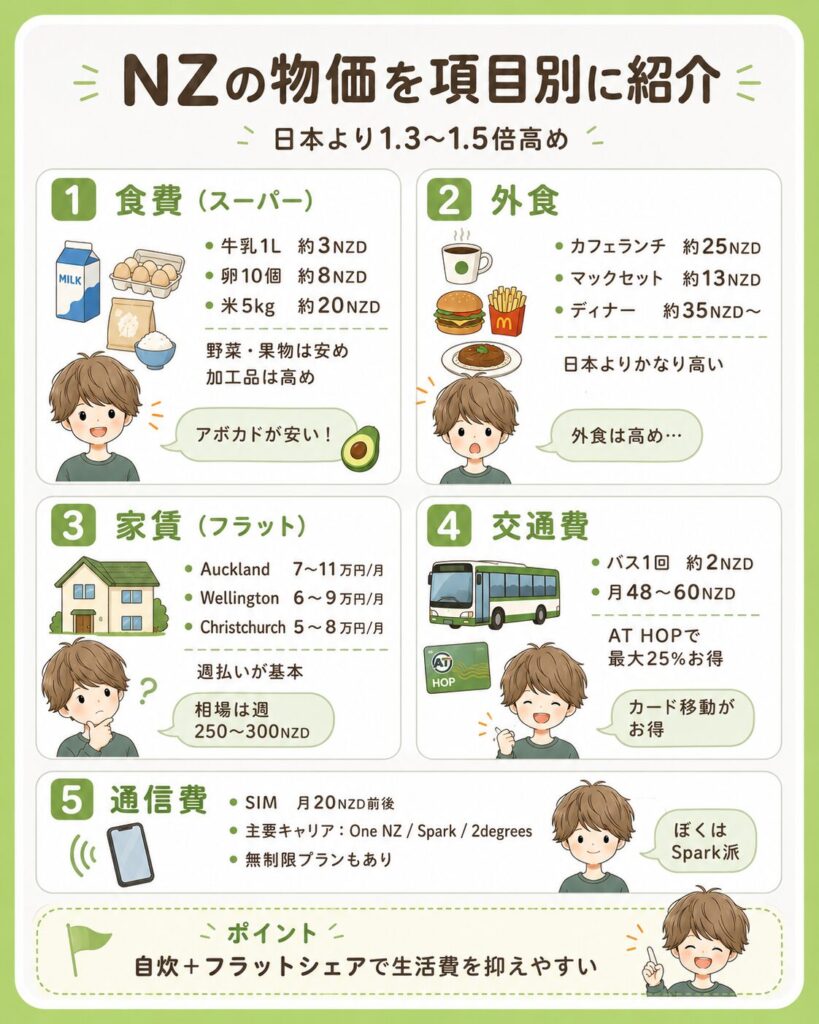 NZの物価を項目別に紹介