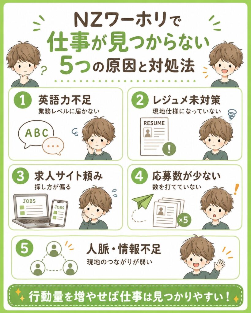NZワーホリで仕事が見つからない5つの原因と対処法