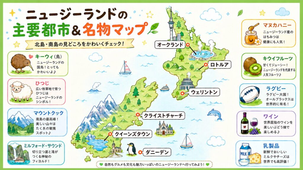 ニュージーランドの地図